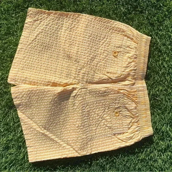 emile et ida boys searsucker swimtrunks yellow white size 12A - Picture 5 of 5